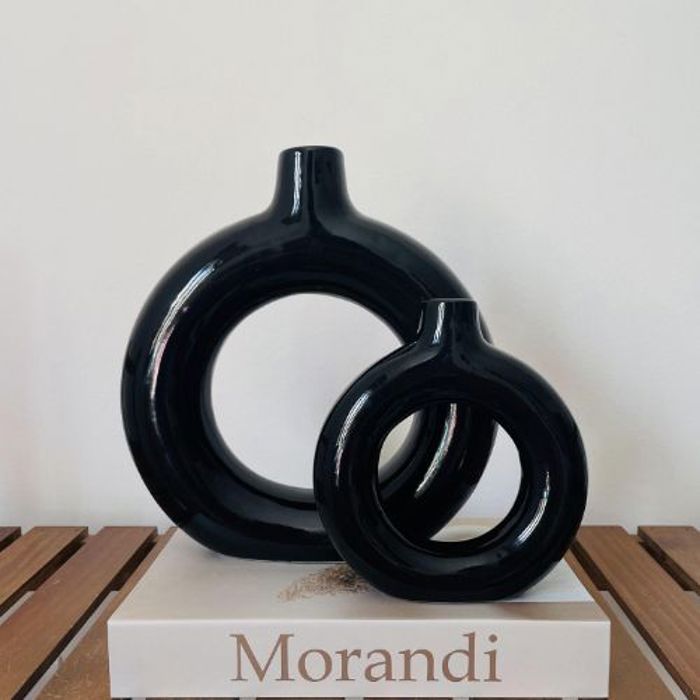 Vase décoratif - GENERIC - Donut vase noir - Céramique de haute qualité - Style classique - Mixte