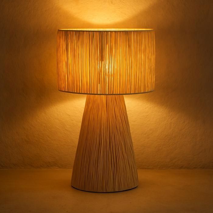 Lampe de table - Naturel - Raphia - Hauteur 55 cm - Largeur 30 cm - Design contemporain