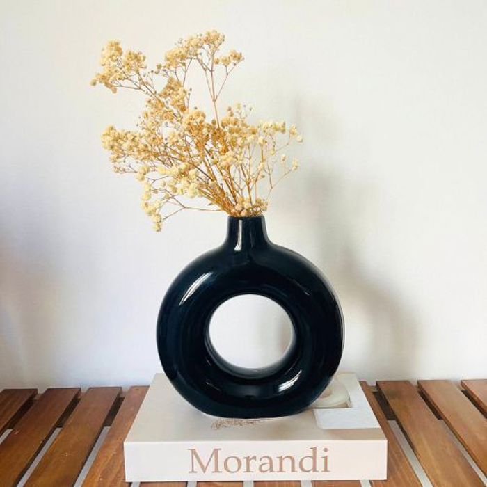 Vase décoratif - GENERIC - Noir - Céramique de haute qualité - Design moderne - Fait à la main