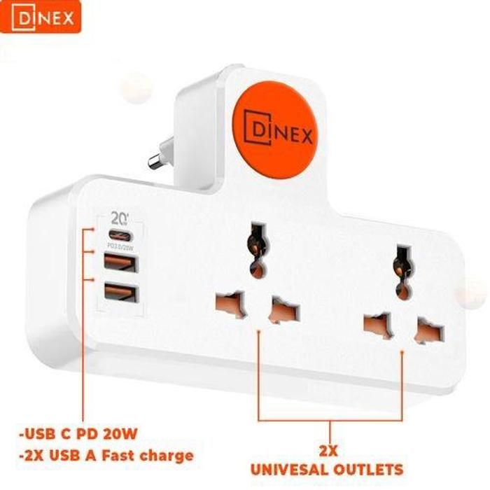 DINEX Rallonge Multiprise mural Avec 3 Ports USB C PD 20W & 2X USB A QC 3.0