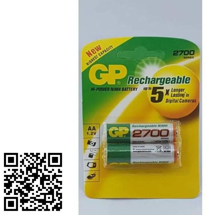 Lot de 2 Batteries Rechargeables AA GP 2700mAh 1.2V Originales