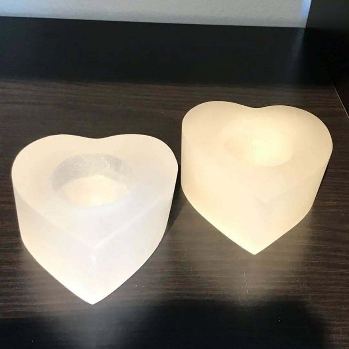 Bougies - Selenite Crystals - Cœur - 2 pièces - Blanc - Intérieur