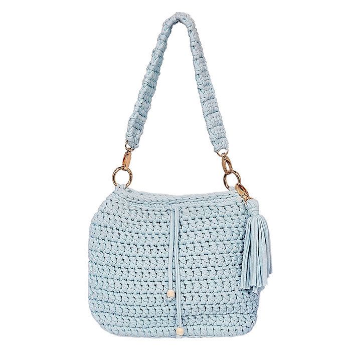 Sac à Main - HANDYS - Kate - Bleu ciel clair - Tissé à la main - Dimensions 30x8x22 cm