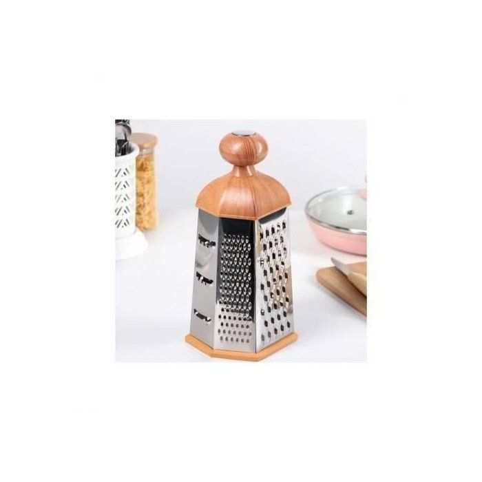 Râpe de cuisine - Inox - 6 pans - 22 cm - Antidérapante - Ergonomique