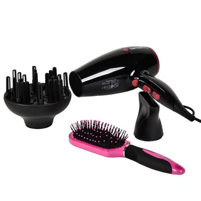 Sèche-cheveux - Denwa - HD-371 - 2100W - Brosse intégrée - 3 réglages de température