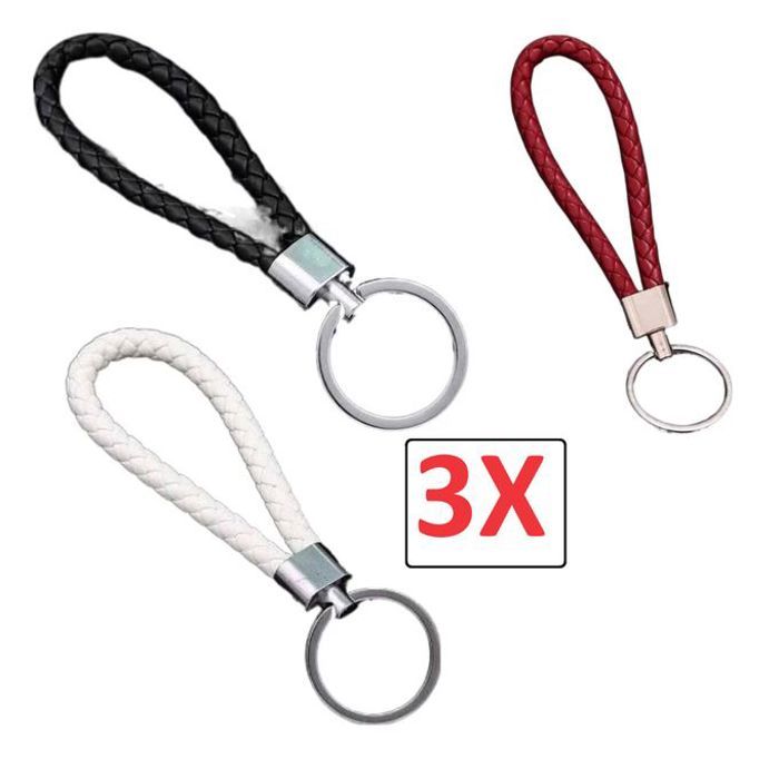 pack de 3 porte-clés cuir tissé élégant