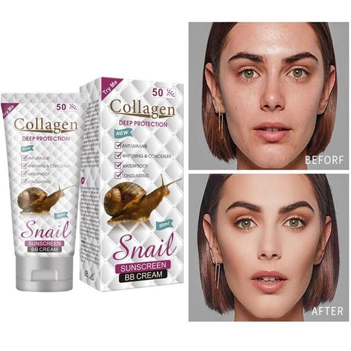 Snail Crème solaire crème de protection UV imperméable longue durée, correctrice au collagène, escargot