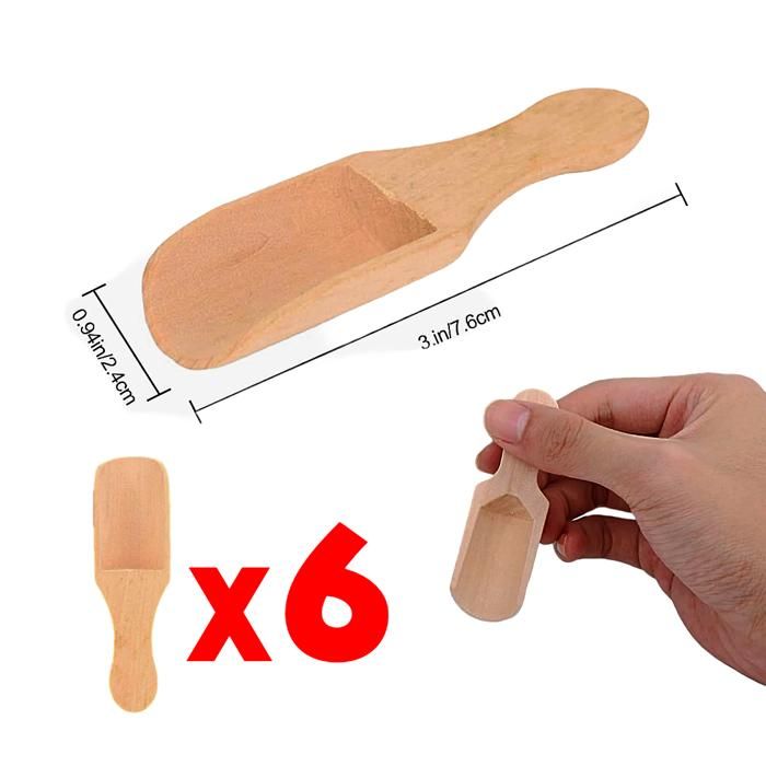 Lot de 6 petites cuillères en bois, mini cuillères à épices en bois, cuillères à farine, ustensiles de cuisine