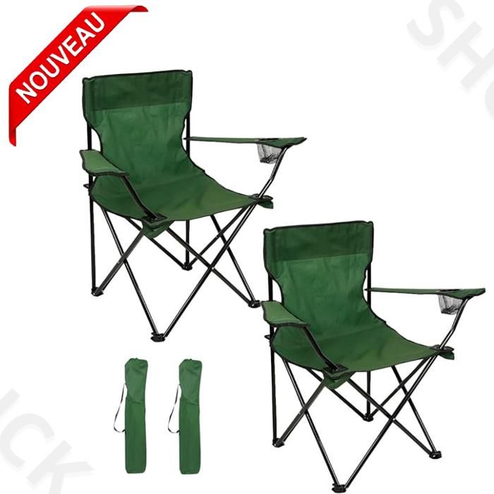Chaise Pliante de Camping - Noname - Vert - 2 Places - Tissu Oxford 600D - Charge 130 kg