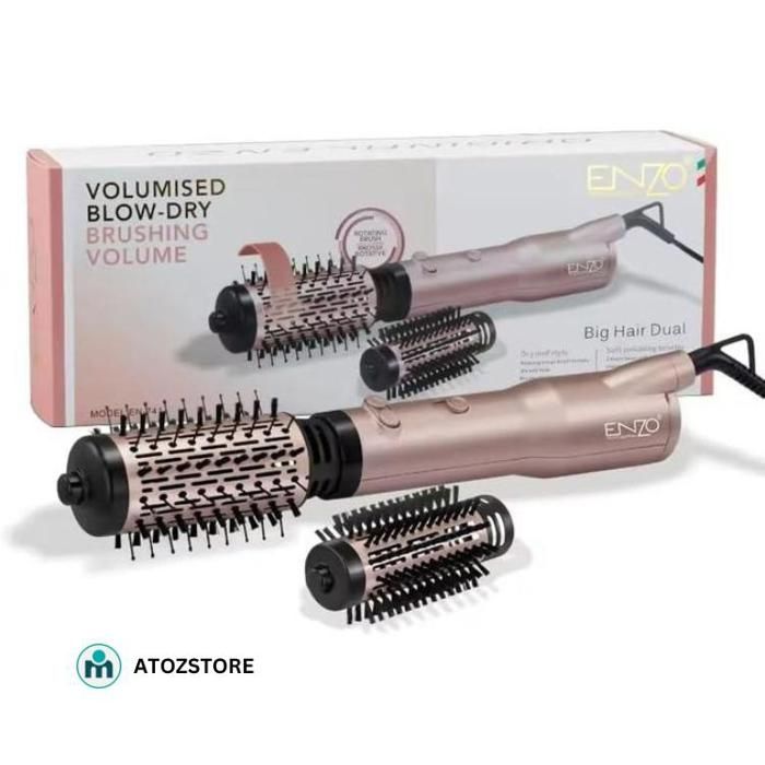 Brosse Sèche-cheveux professionnel Enzo rotatif volumateur avec technologie ionique, couleur aléatoir