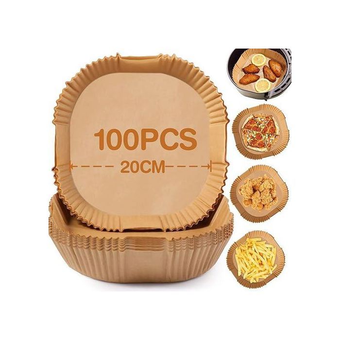 Pack 100 Pieces Papier Cuisson Pour Air Fryer en Forme Rond