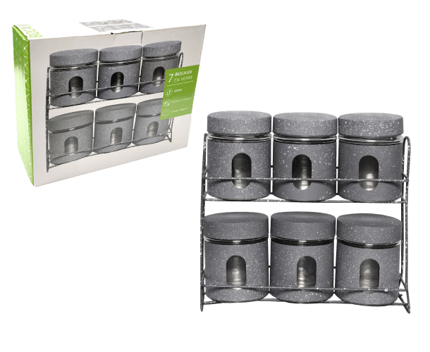 Set À Épices 6 Pots Avec Support Metal -350Ml