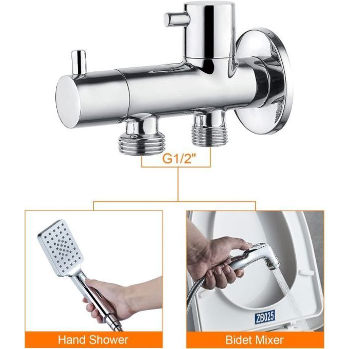 Robinet d'Arret avec Deux sorie 1/2" * 3/8", Eau froide