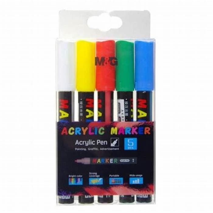 Acrylic markers 1-2mm set of 5 pcs