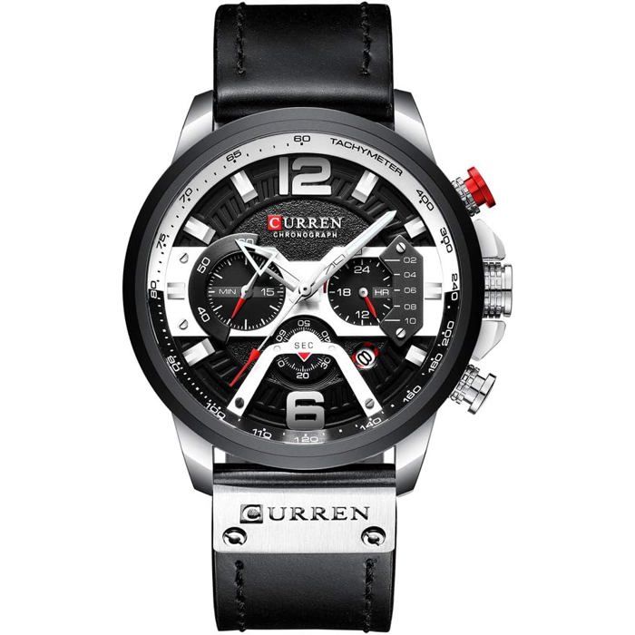 Montre de sport décontractée pour homme en cuir style militaire
