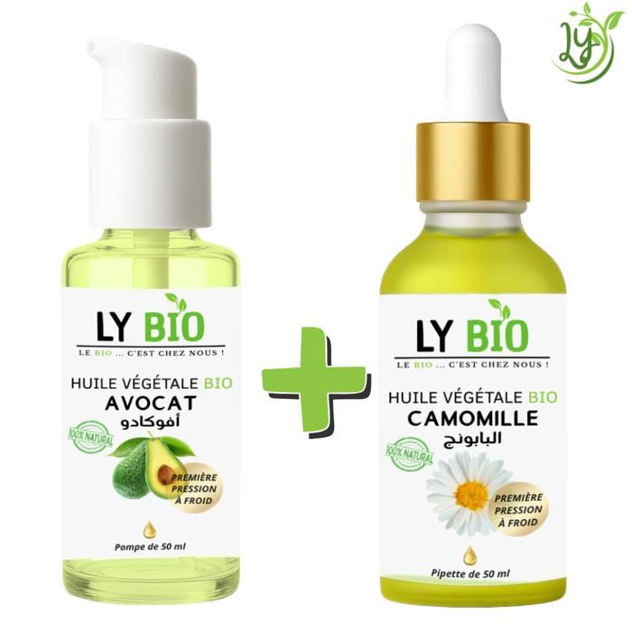LYBIO PACK HUILE AVOCAT 50ML - POMPE + HUILE CAMOMILLE 50ML - PIPETTE