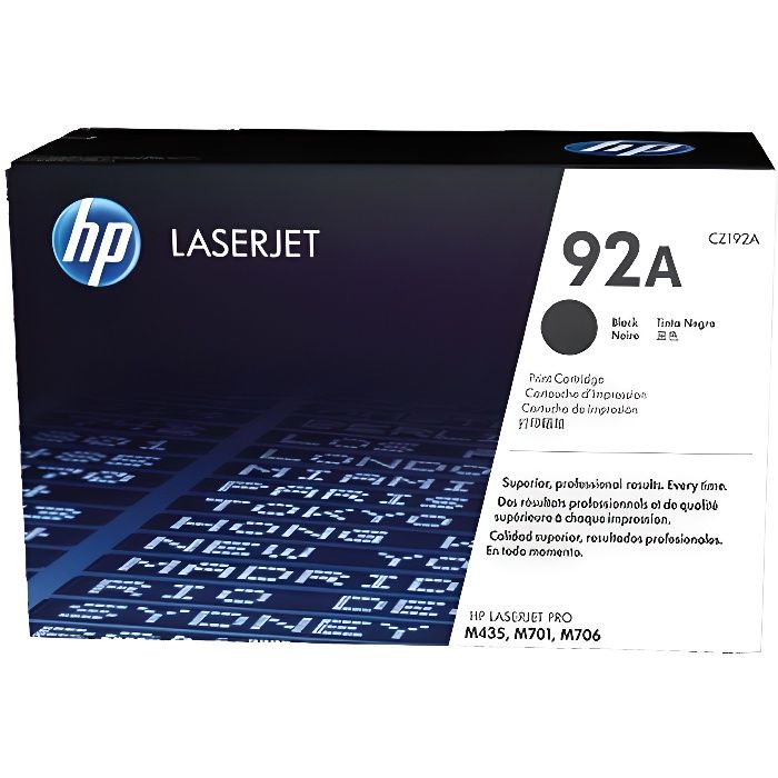 HP Cartouche de toner 92A LaserJet original - Capacite standard 2.500 pages - Pack de 1 - Noir