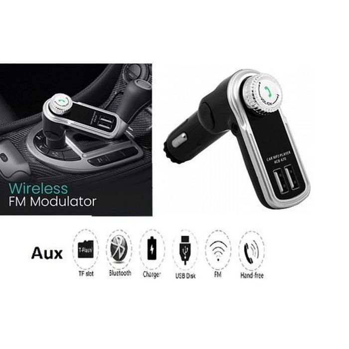 Transmeteur FM sans fil pour Voiture Lcd USB double, carte Micro SD chargeur USB