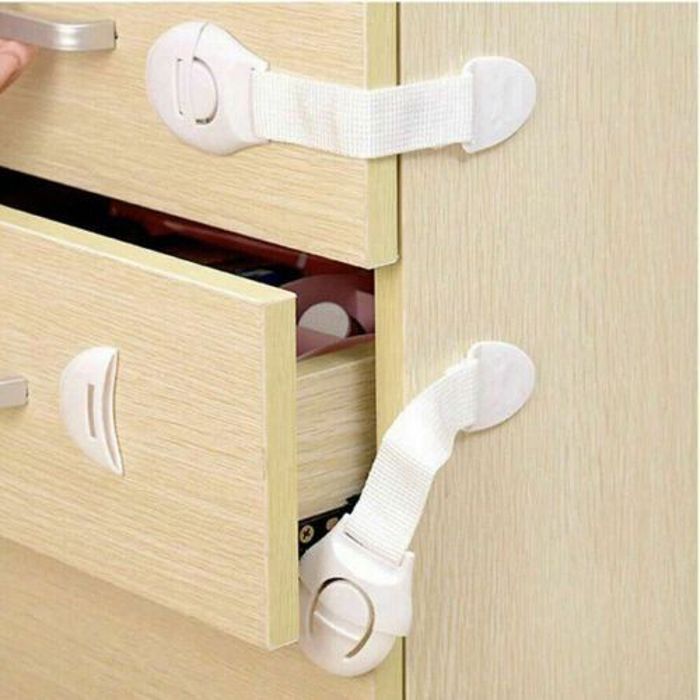 Lot De 10Pcs Serrure Sécurité Verrouillage Armoire Tiroir et Porte Pour Enfant