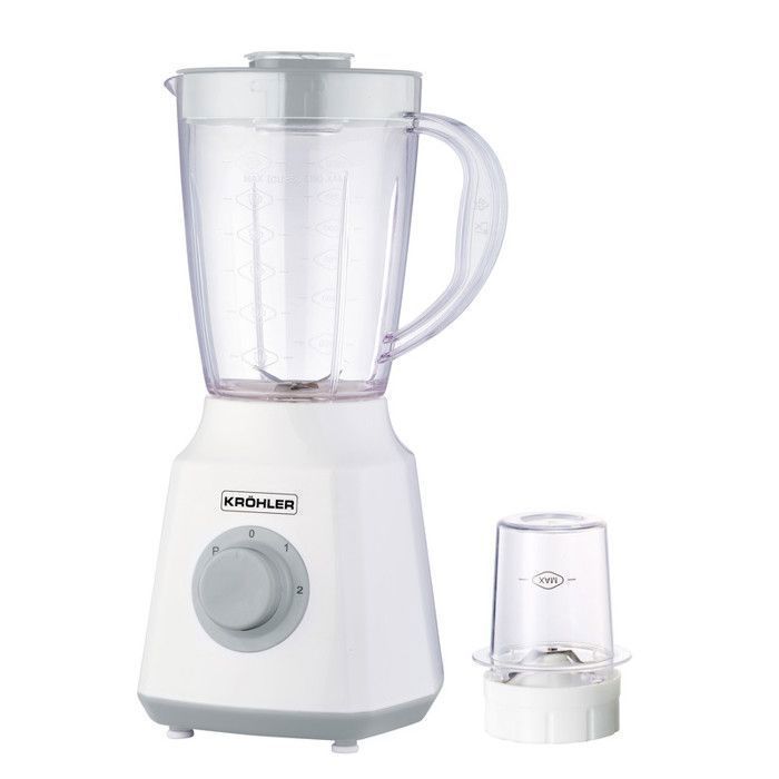 Mixeur - KROHLER - Blender 600W - Carafe en Plastic - 1.5 L - Blanc