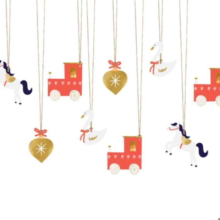 Étiquettes - Pimp My Day - Train de Noël - 12 pièces - Rouge - Carton/Papier