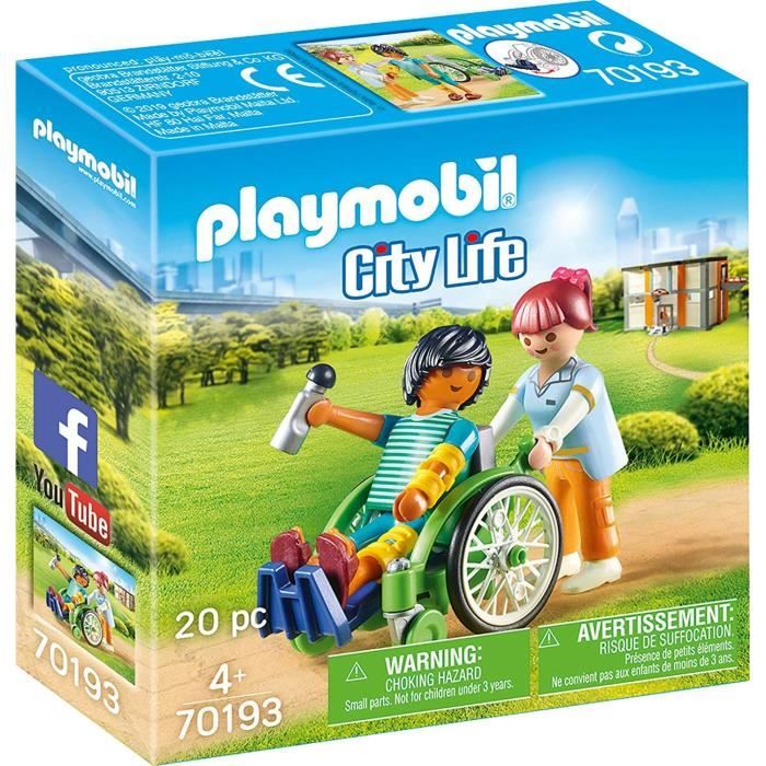 PLAYMOBIL - 70193 - City Life L'Hôpital - Patient en fauteuil roulant