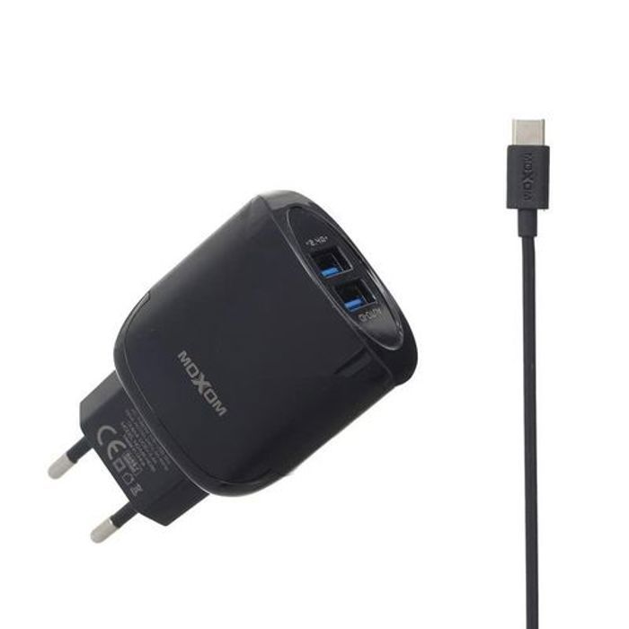 Moxom MX-HC30 Chargeur Double ports Usb rapide 2,4 A avec câble