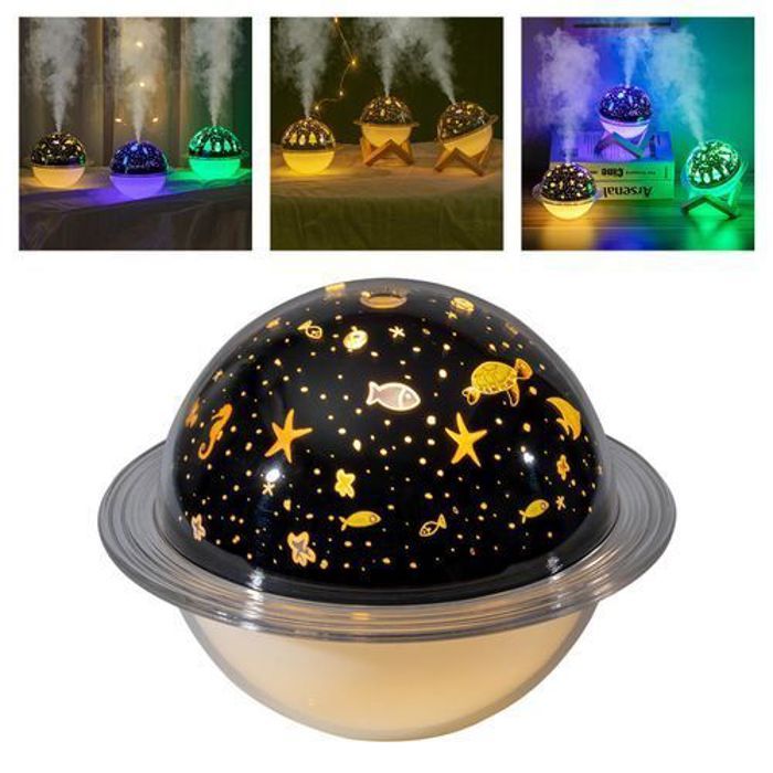 Humidificateur d'Air en Forme de Planète avecLampe de Nuit à LED et Port USB