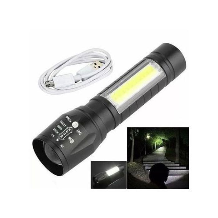 Lampe de poche - Non spécifié - Torche LED rechargeable - 3 faisceaux lumineux - Écologique - USB rechargeable