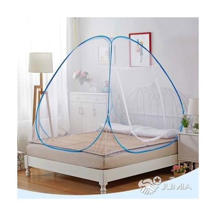 Moustiquaire - Non spécifié - Pliable - Imprégnée d'insecticide - Blanc avec ruban rose/bleu - Pour lit double