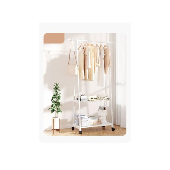 Support à vêtements - Non spécifié - Triangulaire - Acier inoxydable - Blanc - 4 roues pivotantes