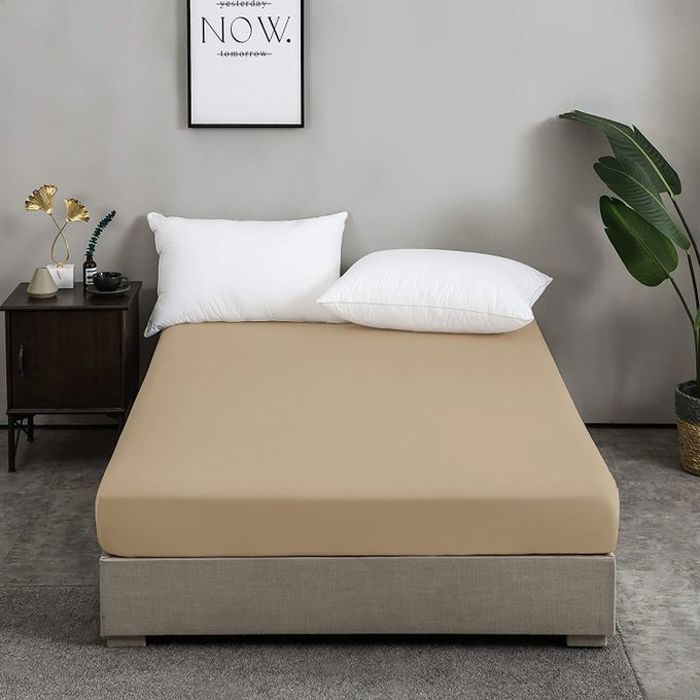 Drap Housse BEIGE SABLE 140x200 cm