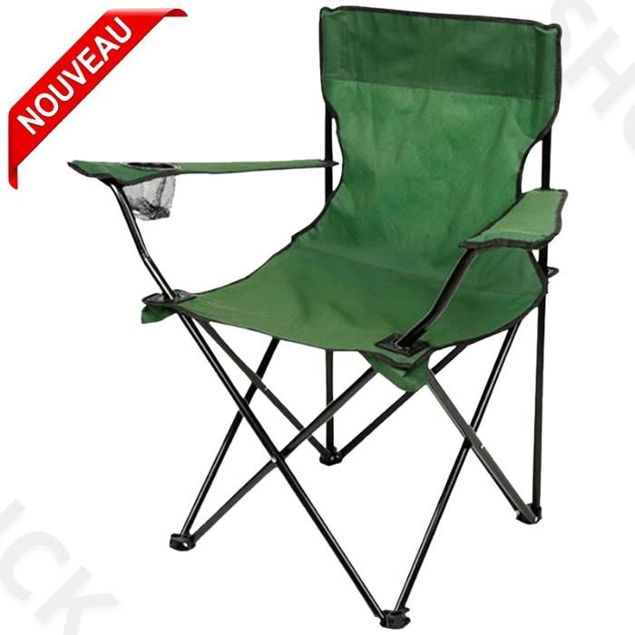 Chaise camping,portable,pliante siège de plage avec porte-gobelet-Vert