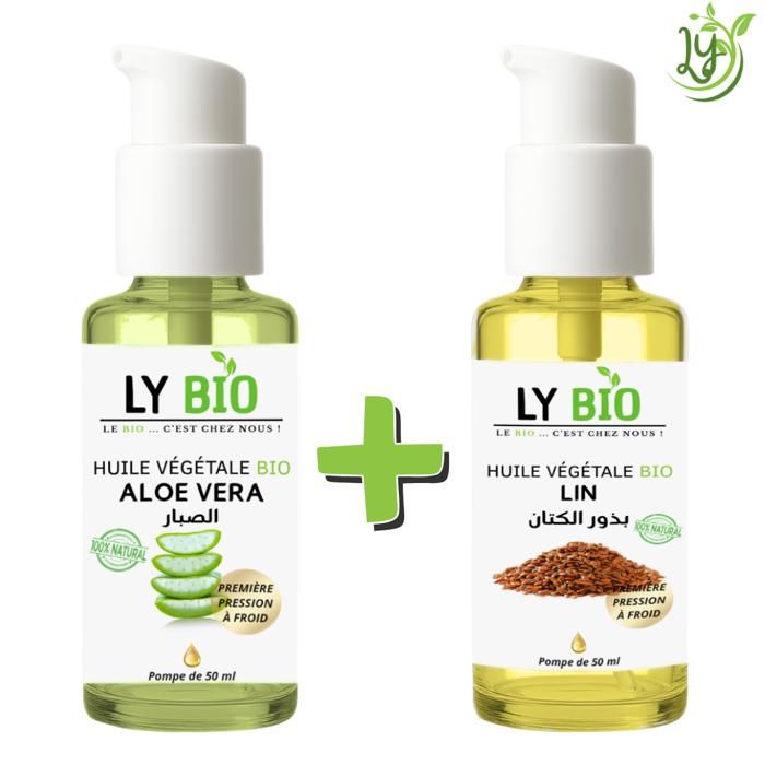 Pack Huile - LYBIO - Aloe Vera 50ml - Huile de Lin 50ml - Hydratant - Mixte - Bébé
