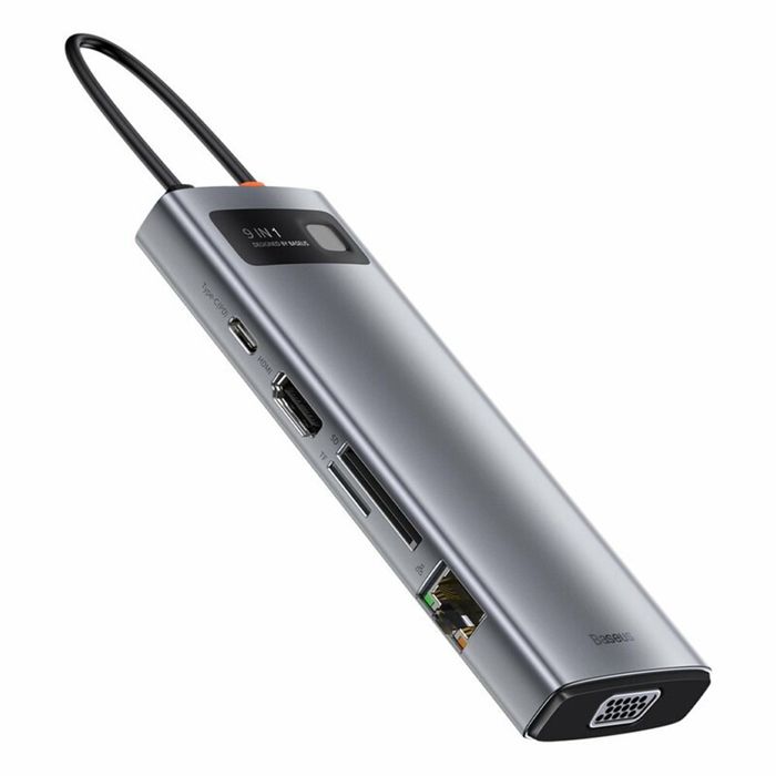 Adaptateur HUB USB C 9 en 1 - Baseus - 4K HDMI - 3 Ports USB 3.0 - Charge Rapide 100W - Gris