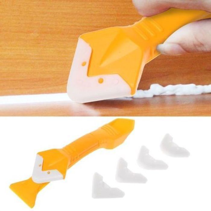 Pelle de Calfeutrage en Silicone 4en 1 grattoir d’angle pour colle de verre (couleur aléatoire)