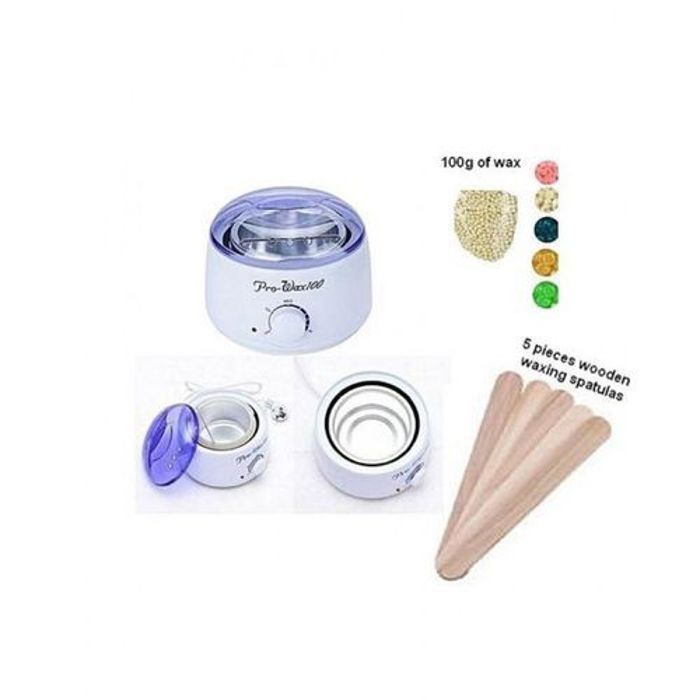 Chauffe-Cire Professionnel - Pro Wax Pack - Machine avec 100g Cire Film - 5 Spatules en Bois
