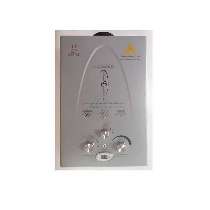 Chauffe-eau à gaz - Genial - 6L - Système de sécurité - Affichage de la température - Acier inoxydable