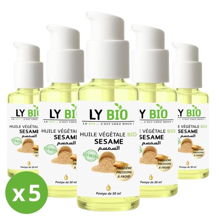 LYBIO PACK HUILE SESAME 50ml - POMPE LOT DE 5 bouteilles