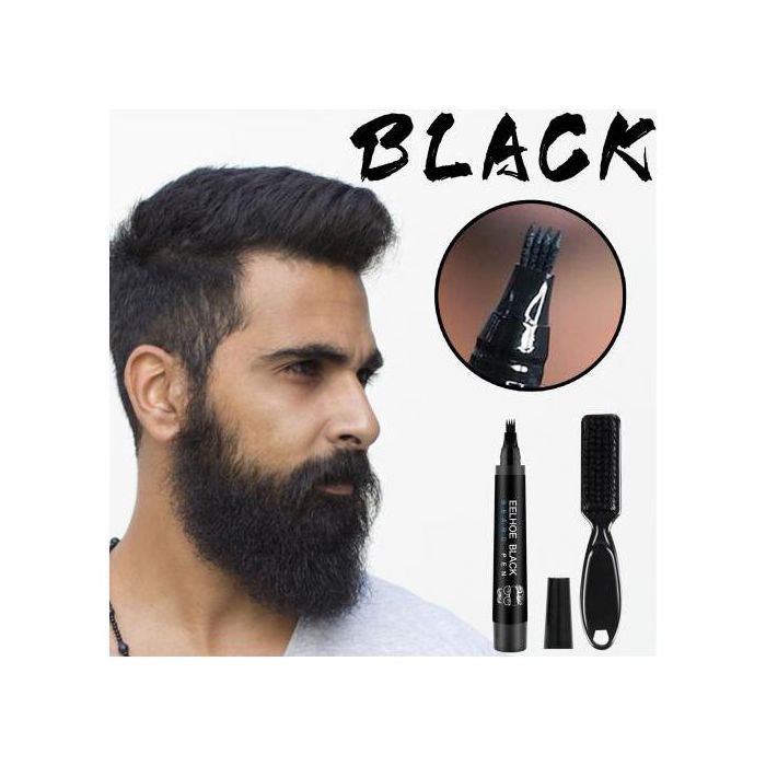 EELHOE Stylo de Remplissage de Barbe et Moustache Imperméable pour Cheveux Noir ( kit )