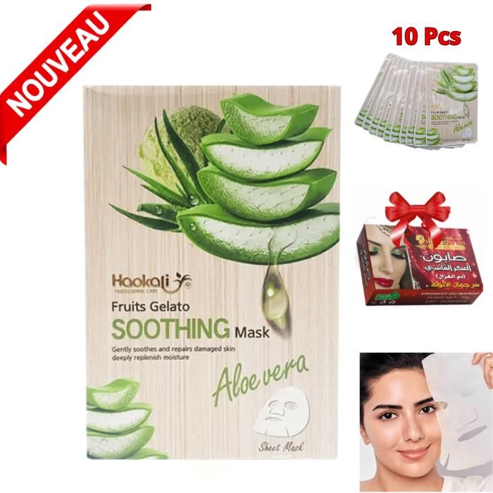 Masques Blanchissants Wokali ANTI-ÂGE Masque Visage Apaisant WOKALI Aloe Vera 10 Pièces