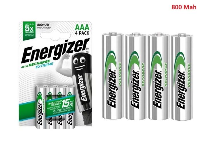 energizer Lot de 4 Batterie rechargeable pile AAA (Ni-MH)x4 800 mAh HR6 Extreme