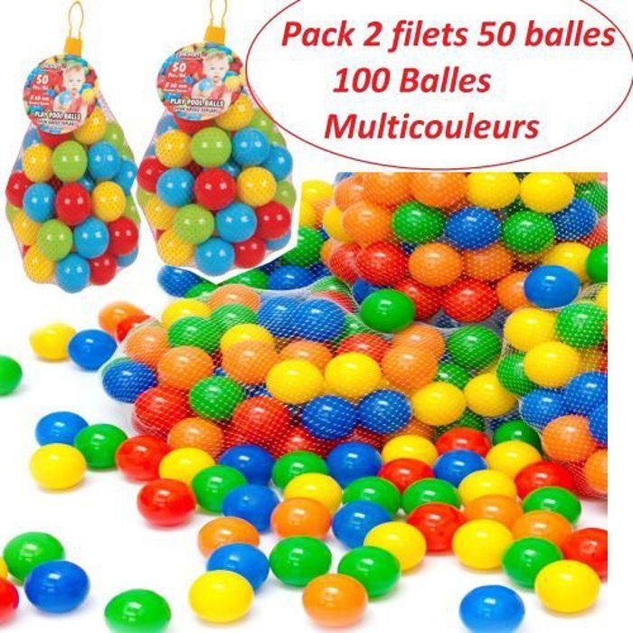 Balles en plastique - PILSAN - Pack de 100 - 6 cm - Multicolores - Pour enfants de 6 mois à 5 ans