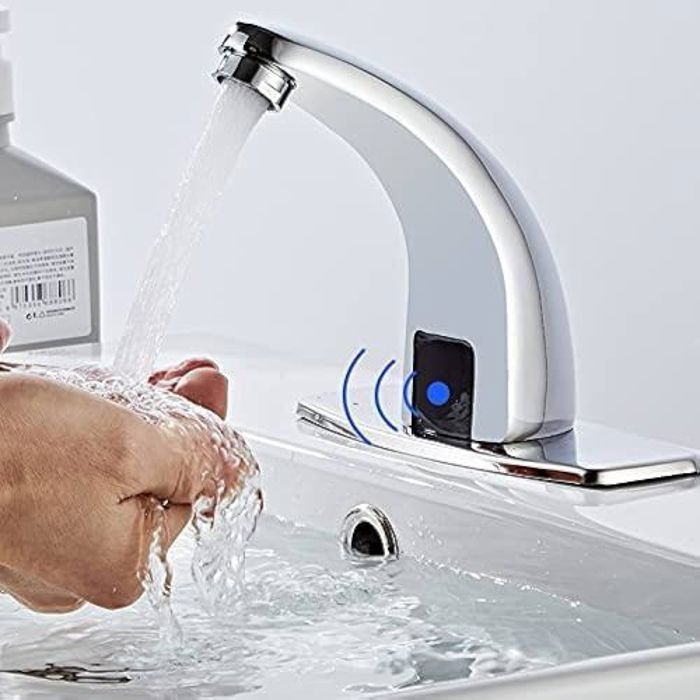 Hup Robinet Automatique Infrarouge Acier Inoxydable Brossé Mitigeur Lavabo Automatique à Infrarouge