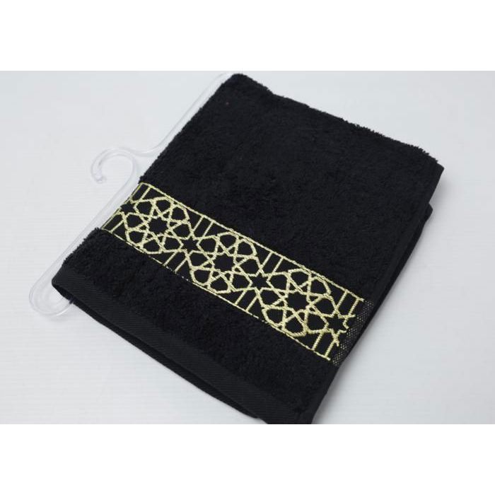 Serviette de toilette - Arabesque - Noir - 500g/m² - 40x70 cm - Coton naturel