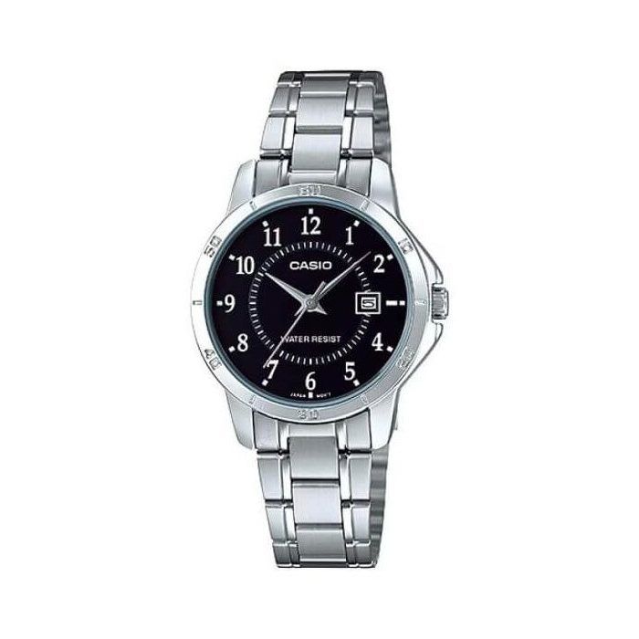 Montre - CASIO - LTP-V004D-1B - Étanche 3 ATM - Cadran noir - Acier inoxydable