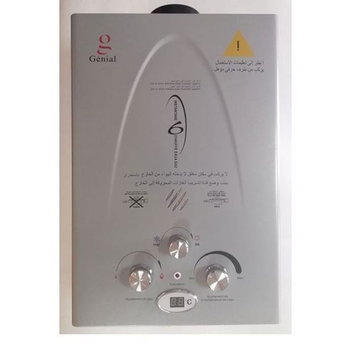 Chauffe-eau à gaz - Genial - 6L - Gris - 5 systèmes de sécurité - Économie d'énergie 70%