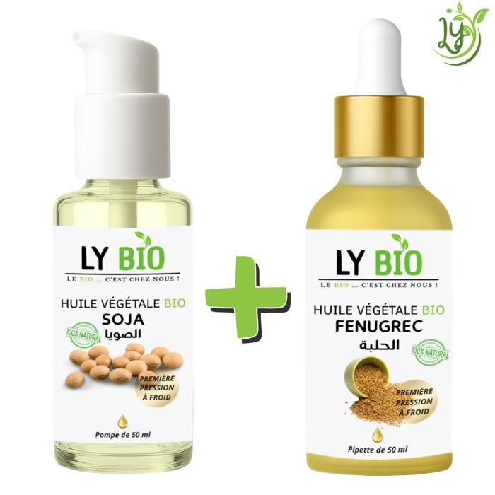 Pack Huile - LYBIO - Huile Soja 50ml - Pompe - Huile Fenugrec 50ml - Pipette