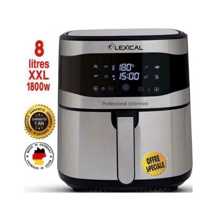 Friteuse XXL sans huile - LEXICAL - TACTIL - 8L - 1800W - Écran tactile LED