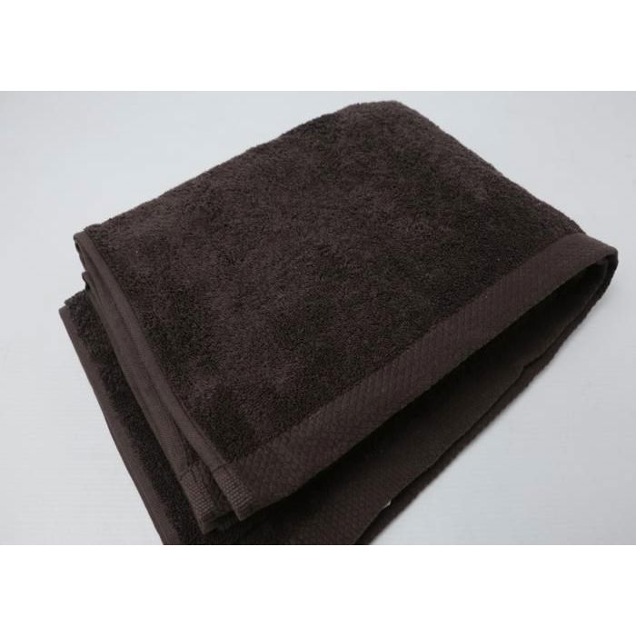 Drap de bain - Damas - Marron foncé - 500g - 70x140 cm - Coton naturel